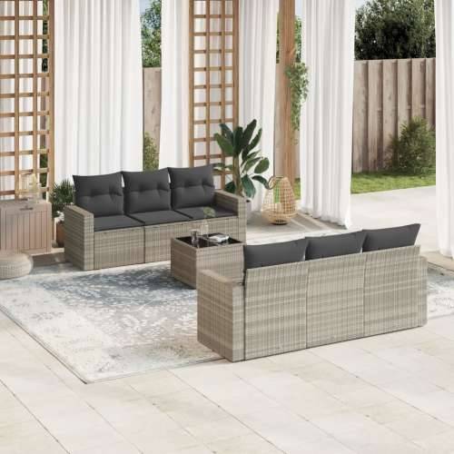 Vrtna garnitura - 7-dijelni set vrtnih sofa svjetlosivi od poliratana - Svjetlosiva 1 Cijena