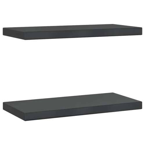 Zidne police 2 kom 50x23,5x3 cm crne nehrđajući čelik - Crna 50 x 23.5 x 3 cm 1 Cijena