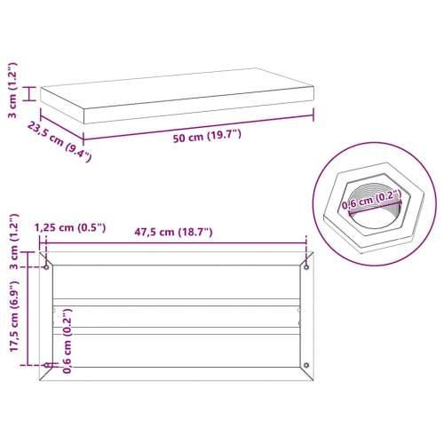 Zidne police 2 kom 50x23,5x3 cm crne nehrđajući čelik - Crna 50 x 23.5 x 3 cm 1 Cijena
