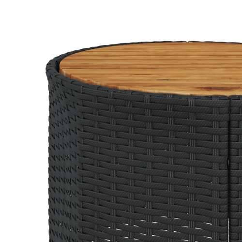 Vrtna garnitura - 3-dijelni set vrtnih sofa crni polukružni od poliratana - Crna 1 s drvenim stolom Cijena
