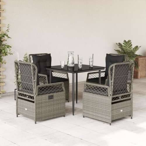 Vrtna garnitura - 5-dijelni vrtni blagovaonski set od poliratana s jastucima sivi - Svjetlosiva 80 x 80 x 74 cm 4 Cijena