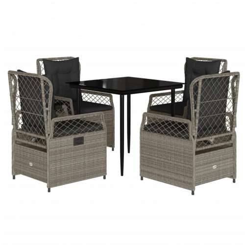 Vrtna garnitura - 5-dijelni vrtni blagovaonski set od poliratana s jastucima sivi - Svjetlosiva 80 x 80 x 74 cm 4 Cijena