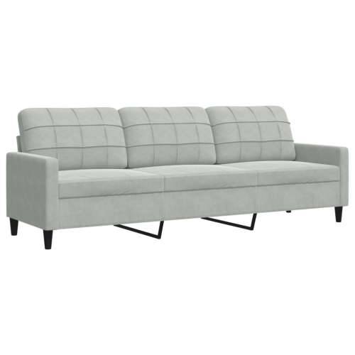 3-dijelni set sofa s jastucima svjetlosivi baršunasti - Svjetlosiva Bez oslonca za noge Cijena