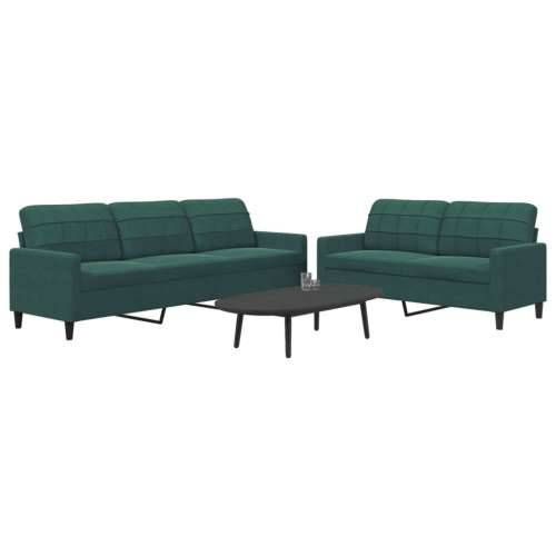 2-dijelni set sofa s jastucima tamnozeleni baršunasti - Tamnozelena Bez oslonca za noge Cijena
