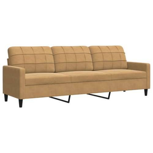 2-dijelni set sofa s jastucima smeđi baršunasti - Smeđa Bez oslonca za noge Cijena