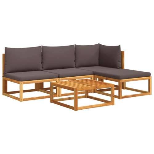 5-dijelna set vrtnih sofa od masivnog drva bagrema s jastucima - Siva 1 kutna + 2x srednja + tabure + stol Cijena