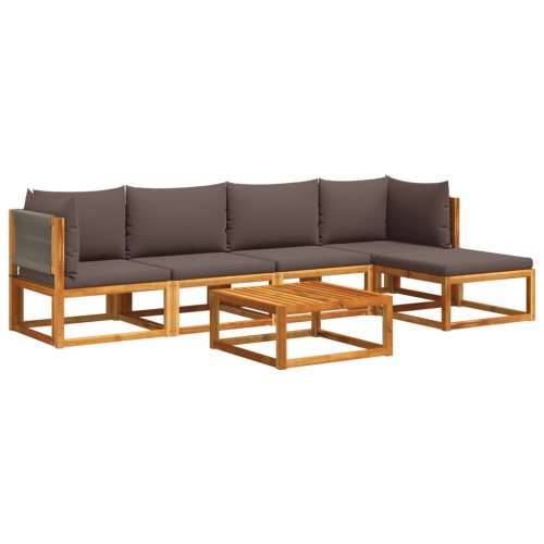6-dijelna set vrtnih sofa s jastucima masivno bagremovo drvo - Siva 1 2x kutna + 2x srednja + tabure + stol Cijena
