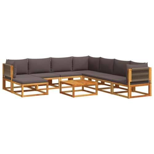 9-dijelna set vrtnih sofa s jastucima masivno bagremovo drvo - Siva 1 3x kutna + 4x srednja + tabure + stol Cijena