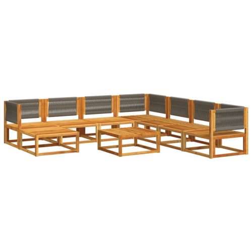 9-dijelna set vrtnih sofa s jastucima masivno bagremovo drvo - Siva 1 3x kutna + 4x srednja + tabure + stol Cijena