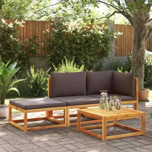 3-dijelna set vrtnih sofa s jastucima masivno bagremovo drvo - Siva 1 kutna + srednja + tabure Cijena