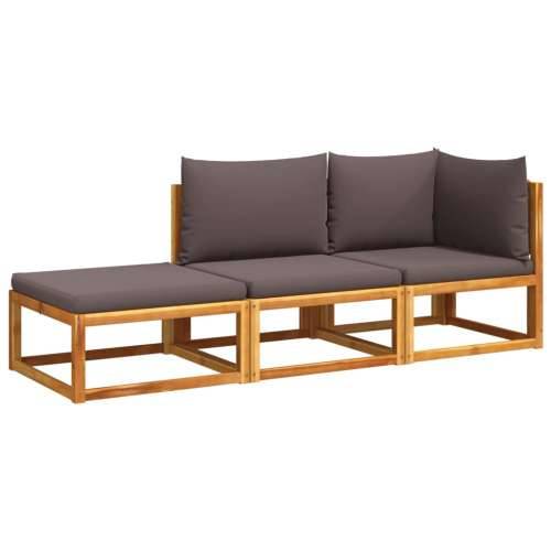 3-dijelna set vrtnih sofa s jastucima masivno bagremovo drvo - Siva 1 kutna + srednja + tabure Cijena