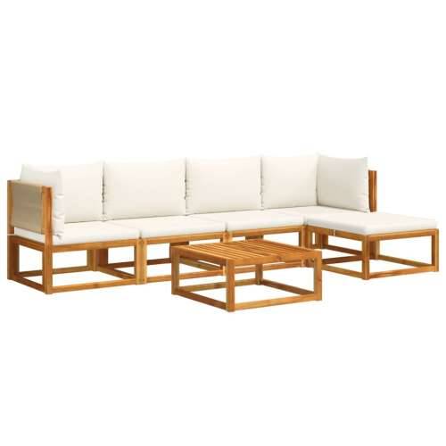 6-dijelna set vrtnih sofa s jastucima masivno bagremovo drvo - Krema 1 2x kutna + 2x srednja + tabure + stol Cijena