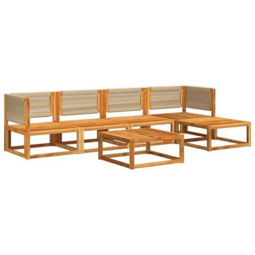6-dijelna set vrtnih sofa s jastucima masivno bagremovo drvo - Krema 1 2x kutna + 2x srednja + tabure + stol Cijena