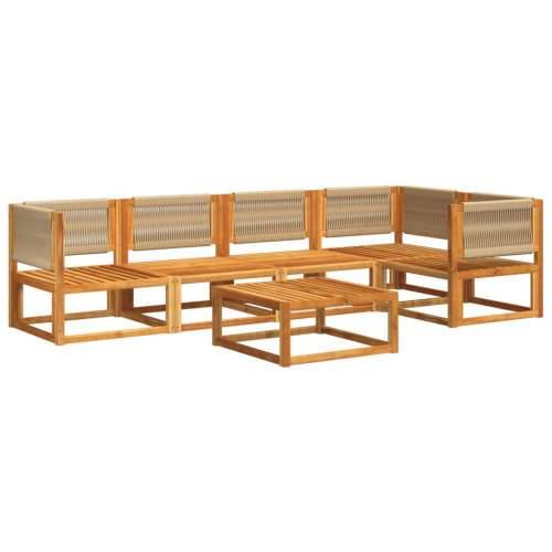6-dijelna set vrtnih sofa s jastucima masivno bagremovo drvo - Krema 1 2x srednja + 3x kutna + stol Cijena