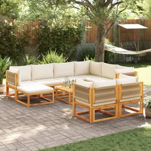 10-dijelna set vrtnih sofa s jastucima masivno bagremovo drvo - Krema 1 5x kutna + 3x srednja + tabure + stol Cijena