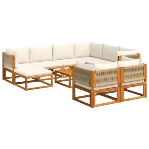 10-dijelna set vrtnih sofa s jastucima masivno bagremovo drvo - Krema 1 5x kutna + 3x srednja + tabure + stol Cijena