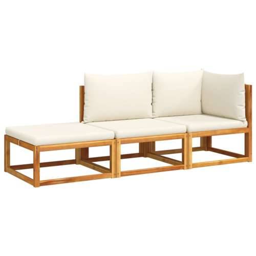 3-dijelna set vrtnih sofa s jastucima masivno bagremovo drvo - Krema 1 kutna + srednja + tabure Cijena