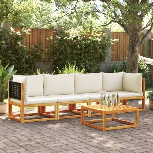 Vrtna garnitura - 4-dijelni set vrtnih sofa s jastucima masivno bagremovo drvo - Crna i krem 4- seater 1 Cijena