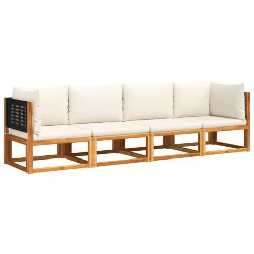 Vrtna garnitura - 4-dijelni set vrtnih sofa s jastucima masivno bagremovo drvo - Crna i krem 4- seater 1 Cijena