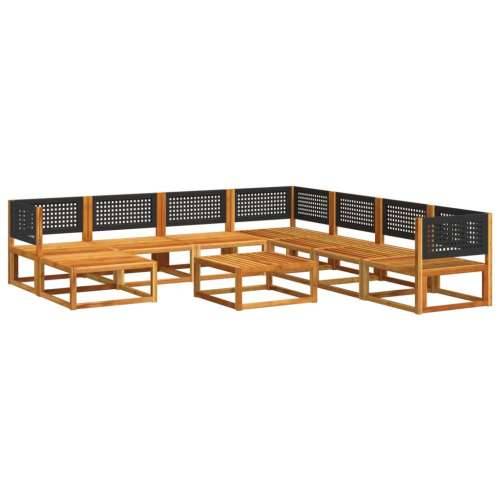 9-dijelna set vrtnih sofa s jastucima masivno bagremovo drvo - Crna i krem 3x kutna + 4x srednja + tabure + stol 1 Cijena