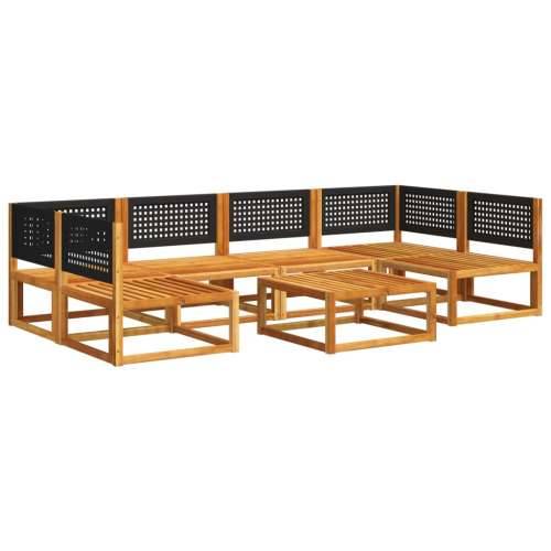 Vrtna garnitura - 7-dijelni set vrtnih sofa s jastucima masivno bagremovo drvo - Crna i krem 2x kutna + 4x srednja + stol 1 Cijena