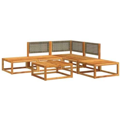 6-dijelna set vrtnih sofa s jastucima masivno bagremovo drvo - Siva kutna + 2x srednja + 2x tabure + stol 1 Cijena