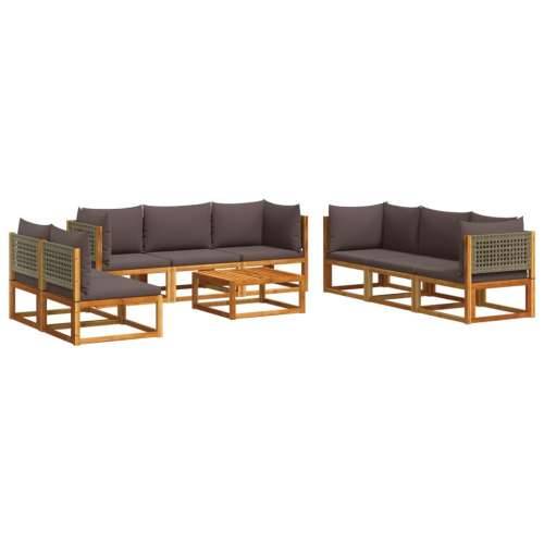 9-dijelna set vrtnih sofa s jastucima masivno bagremovo drvo - Siva 4x kutna + 4x srednja + stol 1 Cijena