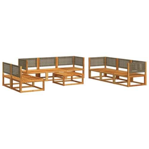 9-dijelna set vrtnih sofa s jastucima masivno bagremovo drvo - Siva 4x kutna + 4x srednja + stol 1 Cijena