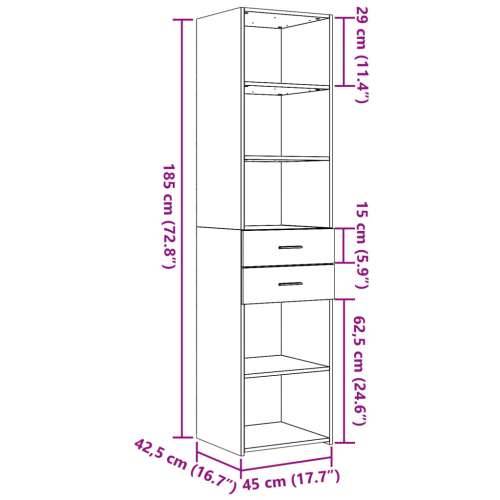 Visoka komoda bijela 45x42,5x185 cm od konstruiranog drva Bijela 1 Cijena