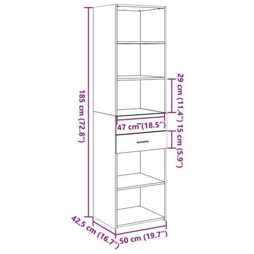 Visoka komoda boja hrasta 50x42,5x185 cm od konstruiranog drva - sonoma hrast 1 Cijena