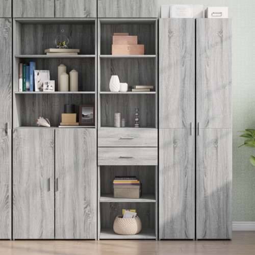 Visoka komoda boja hrasta 50x42,5x185 cm od konstruiranog drva - Sivi hrast sonoma 1 Cijena