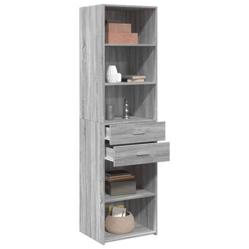 Visoka komoda boja hrasta 50x42,5x185 cm od konstruiranog drva - Sivi hrast sonoma 1 Cijena