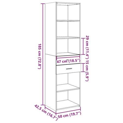 Visoka komoda boja hrasta 50x42,5x185 cm od konstruiranog drva - Sivi hrast sonoma 1 Cijena