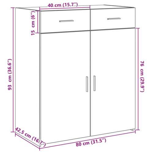 Komoda siva boja hrasta 80x42,5x93 cm od konstruiranog drva - Sivi hrast sonoma 1 Cijena