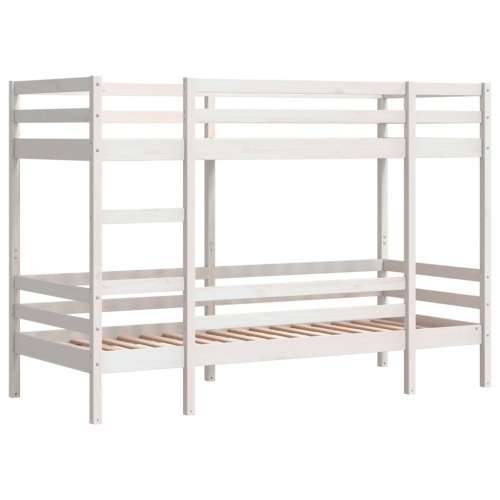 Krevet na kat bijeli 90 x 190 cm od masivne borovine - Bijela 90 x 190 cm Cijena