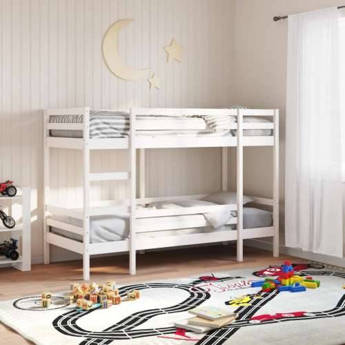 Krevet na kat bijeli 90 x 190 cm od masivne borovine - Bijela 90 x 190 cm Cijena