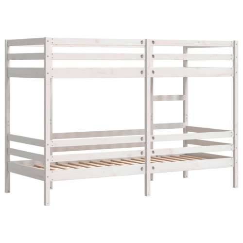 Krevet na kat bijeli 90 x 190 cm od masivne borovine - Bijela 90 x 190 cm Cijena