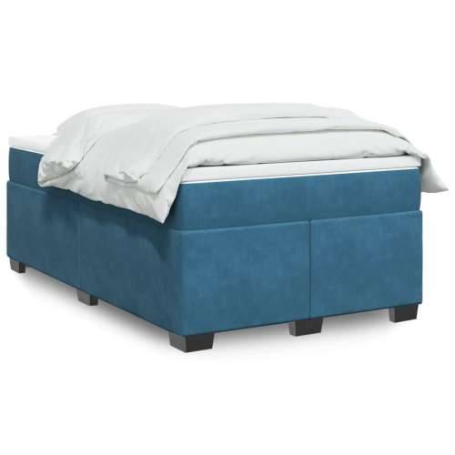 Box spring krevet s madracem tamnoplavi 120 x 200 cm baršunasti - Plava 120 x 200 cm Cijena