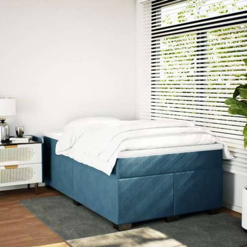 Box spring krevet s madracem tamnoplavi 120 x 200 cm baršunasti - Plava 120 x 200 cm Cijena