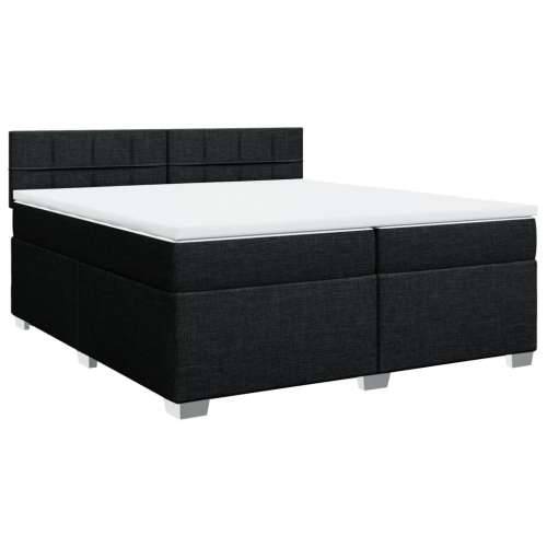 Krevet s oprugama i madracem crni 200x200 cm od tkanine - Crna 200 x 200 cm Blok s kvadratima Cijena