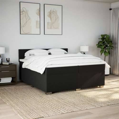 Krevet s oprugama i madracem crni 200x200 cm od tkanine - Crna 200 x 200 cm Blok s kvadratima Cijena