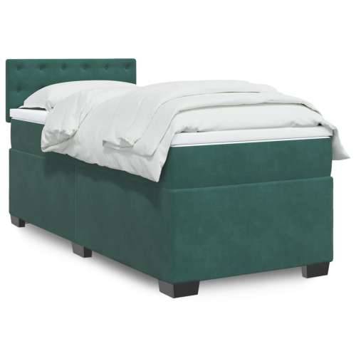 Box spring krevet s madracem tamnozeleni 80 x 200 cm baršunasti - Tamnozelena 80 x 200 cm gumbi Cijena