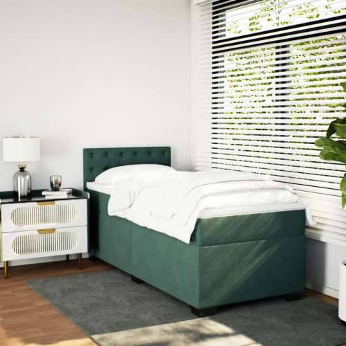 Box spring krevet s madracem tamnozeleni 80 x 200 cm baršunasti - Tamnozelena 80 x 200 cm gumbi Cijena