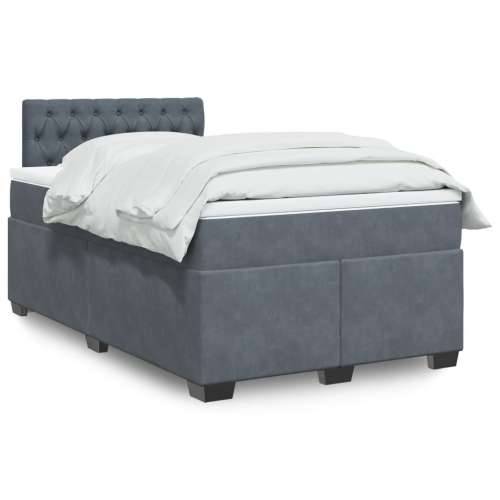 Krevet box spring s madracem tamnosivi 120 x 190 cm baršun - Tamno siva 120 x 190 cm Dizajn s gumbima Cijena