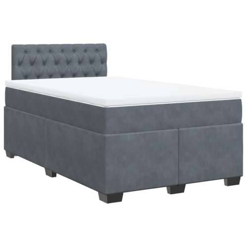 Krevet box spring s madracem tamnosivi 120 x 190 cm baršun - Tamno siva 120 x 190 cm Dizajn s gumbima Cijena