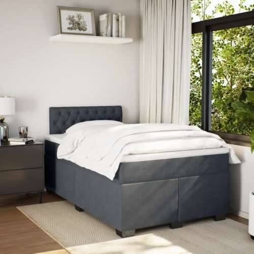 Krevet box spring s madracem tamnosivi 120 x 190 cm baršun - Tamno siva 120 x 190 cm Dizajn s gumbima Cijena