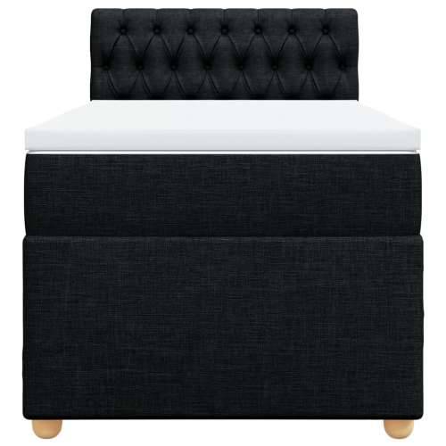 Box spring krevet s madracem crni 80 x 200 cm od tkanine - Crna 80 x 200 cm Dizajn s gumbima Cijena