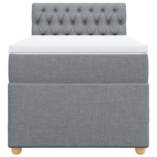 Box spring krevet s madracem svjetlosivi 90x190 cm od tkanine - Svjetlosiva 90 x 190 cm Dizajn s gumbima Cijena