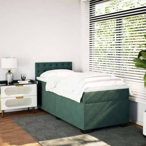 Box spring krevet s madracem tamnozeleni 80 x 200 cm baršunasti - Tamnozelena 80 x 200 cm gumbi Cijena