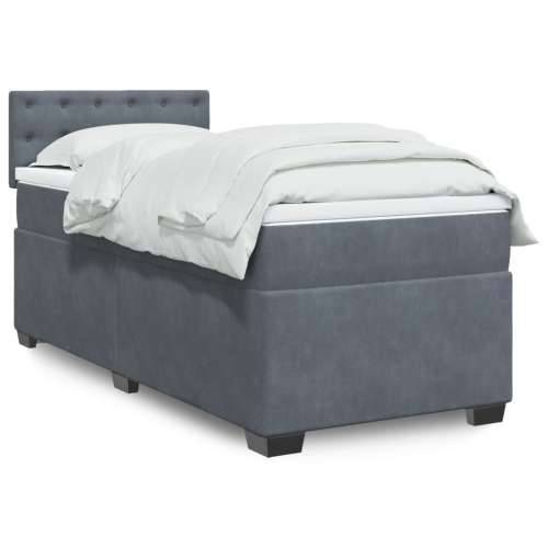 Box spring krevet s madracem tamnosivi 90x200 cm baršunasti - Tamno siva 90 x 200 cm gumbi Cijena